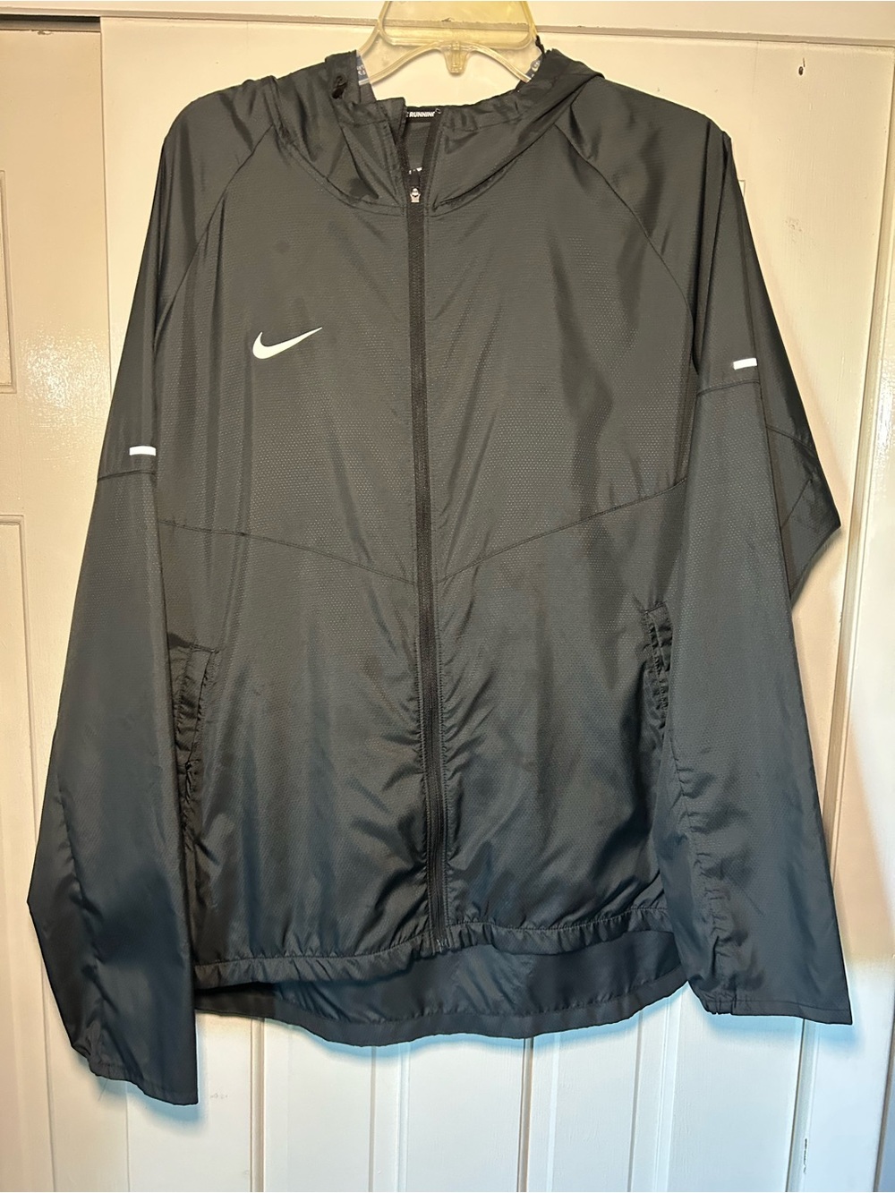 Nike Black Hooded Windbreaker with Reflective Accents